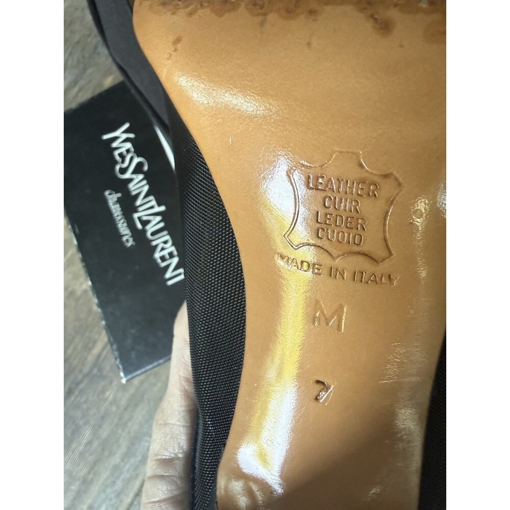 YSL Yves Saint Laurent Black Mesh Slingback Heels Made in Italy Designer Pumps 7 - Picture 12 of 13